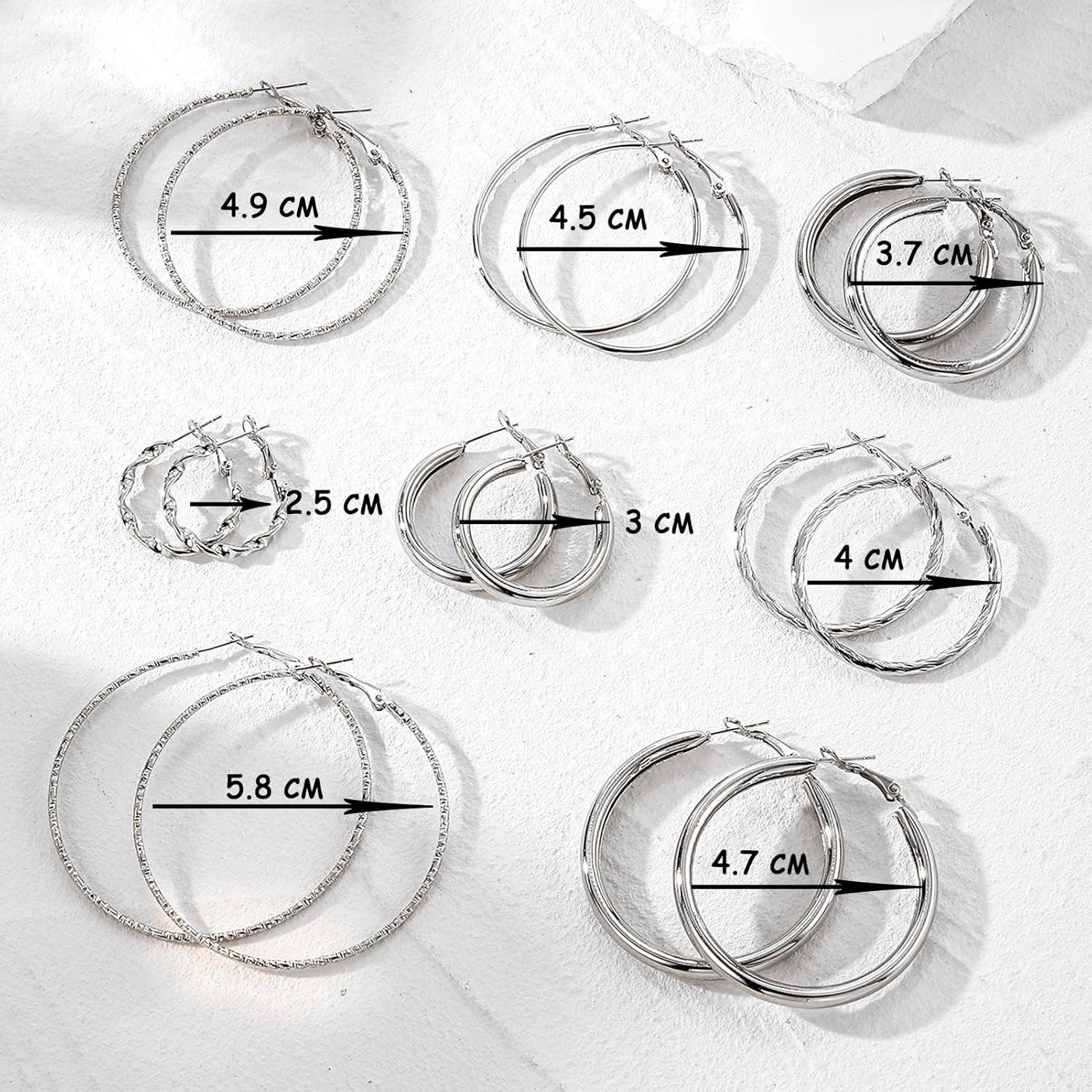 image1624 Pairs Gold Silver Black Earring Set for Women Chunky Earring Multipack Punk Trendy Big Small Stud Hoop Earring Lightweight Twisted Pearl Ear Pack For Daily Birthday Party GiftSilverC