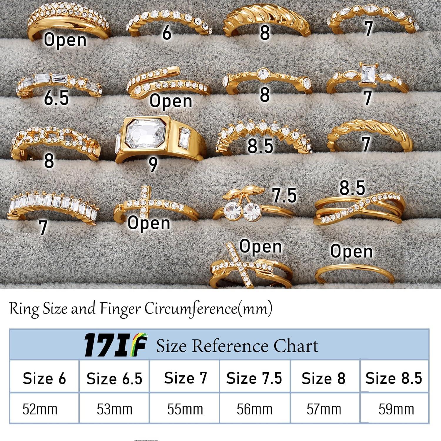 image17IF 18 PCS Dainty 14K Gold Ring Set for Women Sparkle Chunky Quartet Diamoned Clean Aesthetic Cross Snake Cherry Classy Designs Plus Size for Stacking on Thumb KnuckleClassic