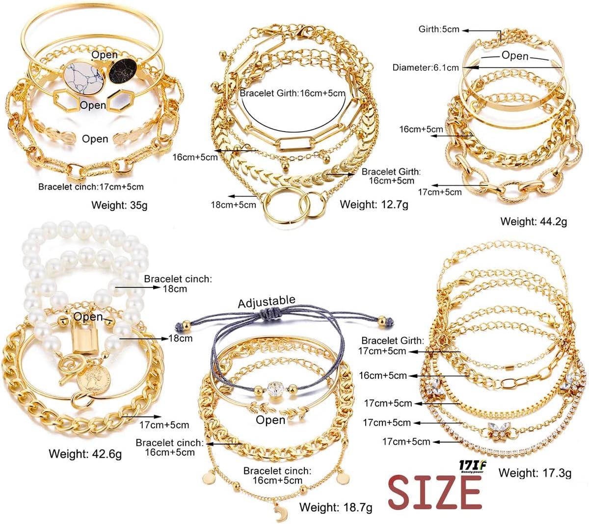 image17IF 1825 PCS6 Pack Boho Gold Bracelets Set for Women Stackable Chunky Dainty Bangles Adjustable Chain Flat Cuff Cuban Punk Charm Bundle JewelryGold