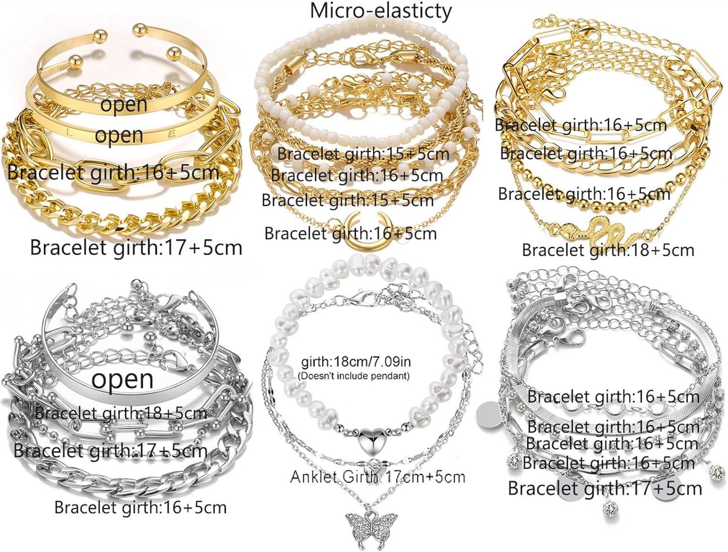 image17IF 1825 PCS6 Pack Boho Gold Bracelets Set for Women Stackable Chunky Dainty Bangles Adjustable Chain Flat Cuff Cuban Punk Charm Bundle JewelryHalf