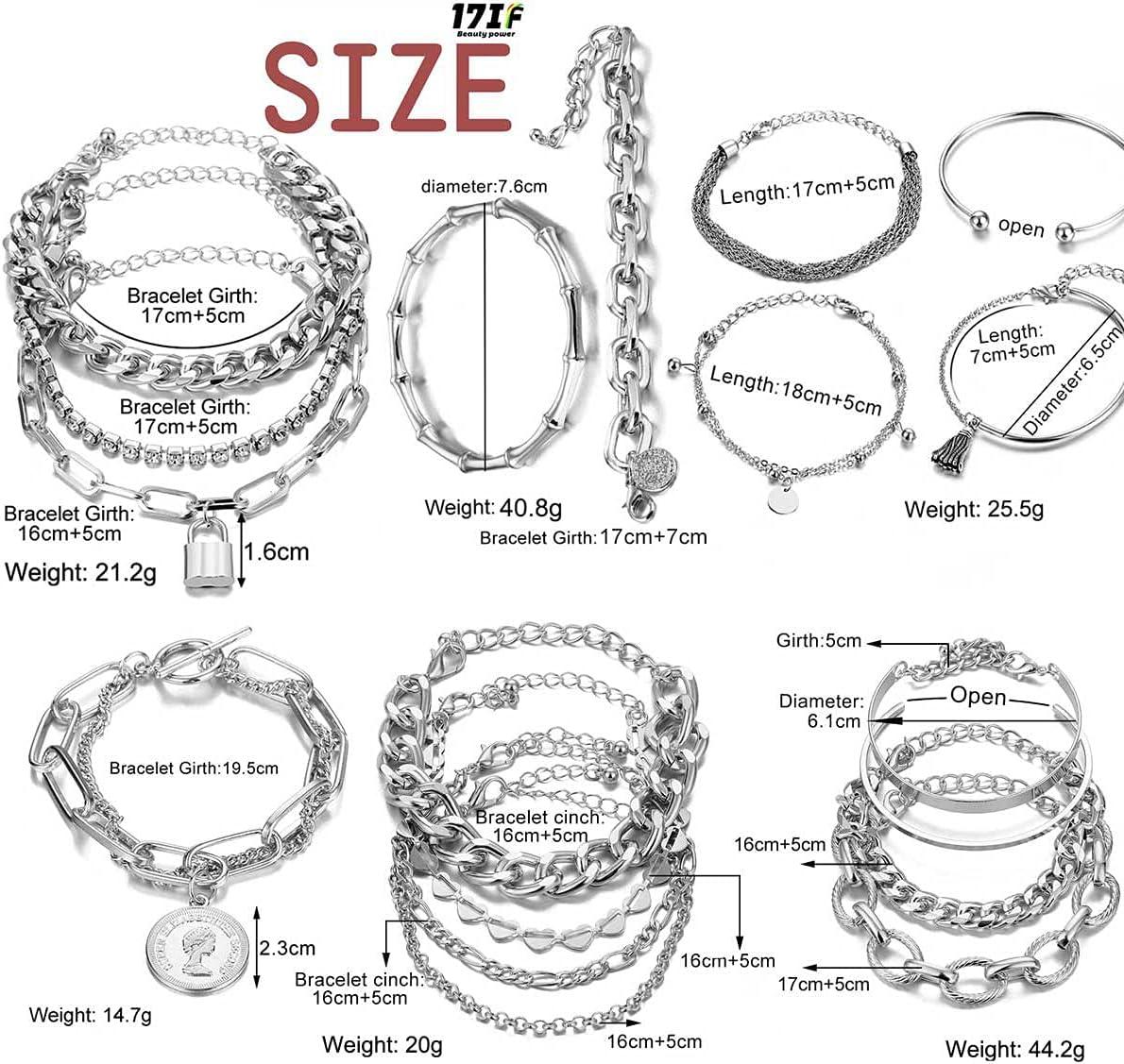 image17IF 1825 PCS6 Pack Boho Gold Bracelets Set for Women Stackable Chunky Dainty Bangles Adjustable Chain Flat Cuff Cuban Punk Charm Bundle JewelrySilver