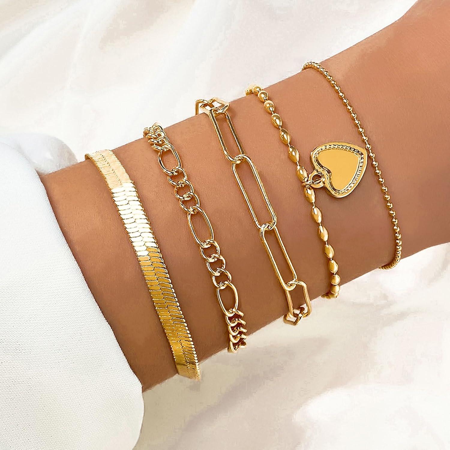 image17IF 5 PCS Gold Ankle Bracelets For Women Bead Heart Layering Snake Ankle Bracelets Minimalist Summer Beach Foot Chain Cuban Cool Punk Ankle Jewelry