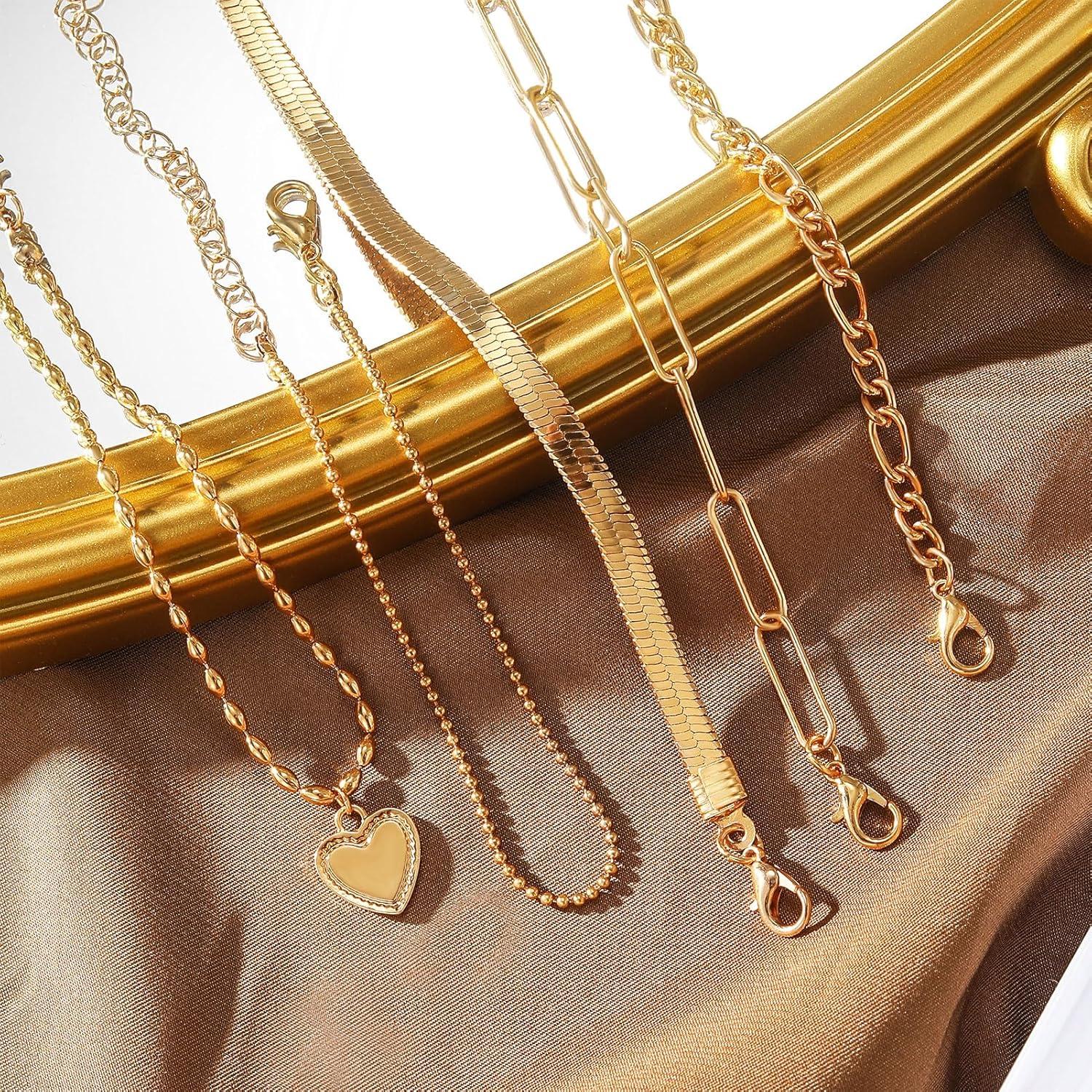 image17IF 5 PCS Gold Ankle Bracelets For Women Bead Heart Layering Snake Ankle Bracelets Minimalist Summer Beach Foot Chain Cuban Cool Punk Ankle Jewelry