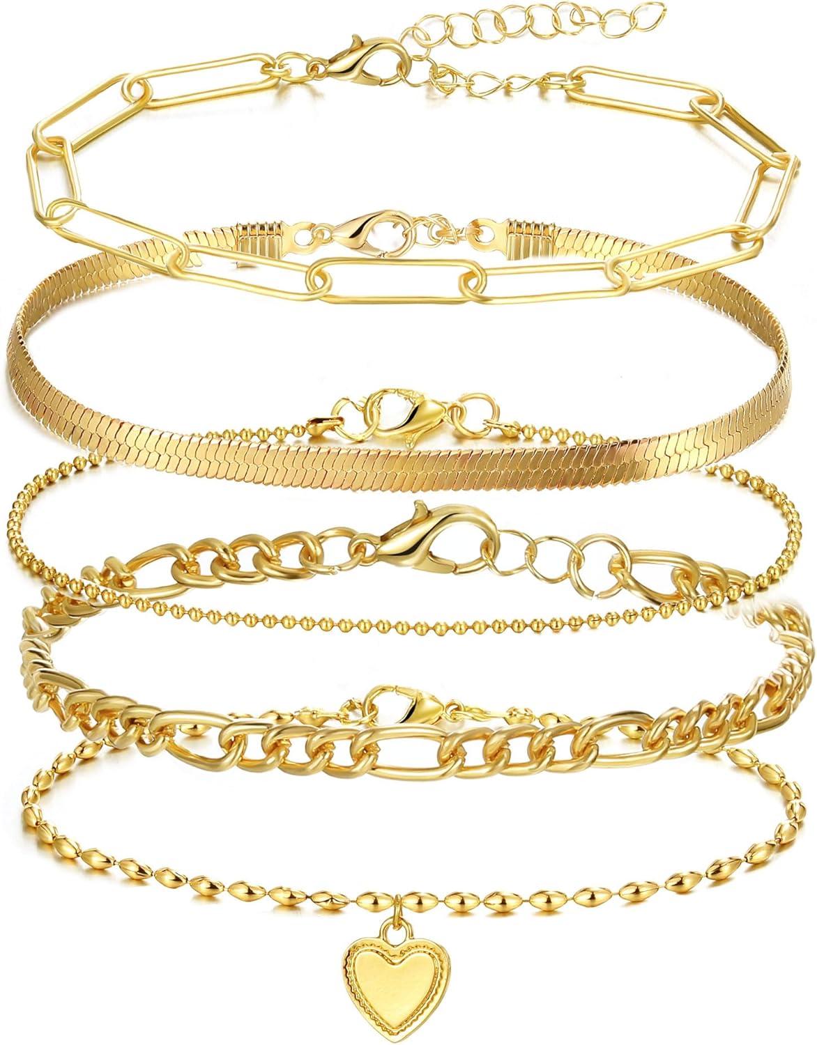 image17IF 5 PCS Gold Ankle Bracelets For Women Bead Heart Layering Snake Ankle Bracelets Minimalist Summer Beach Foot Chain Cuban Cool Punk Ankle Jewelry
