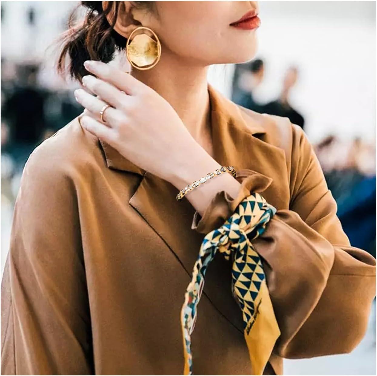 image17IF 5 Pcs Gold Chain Ankle Bracelets Long For Women 14k Gold Plated Cubic Zirconia Tennis Bracelet Trendy Half Diamond Link Stackable Adjustable Bracelet669Diamond