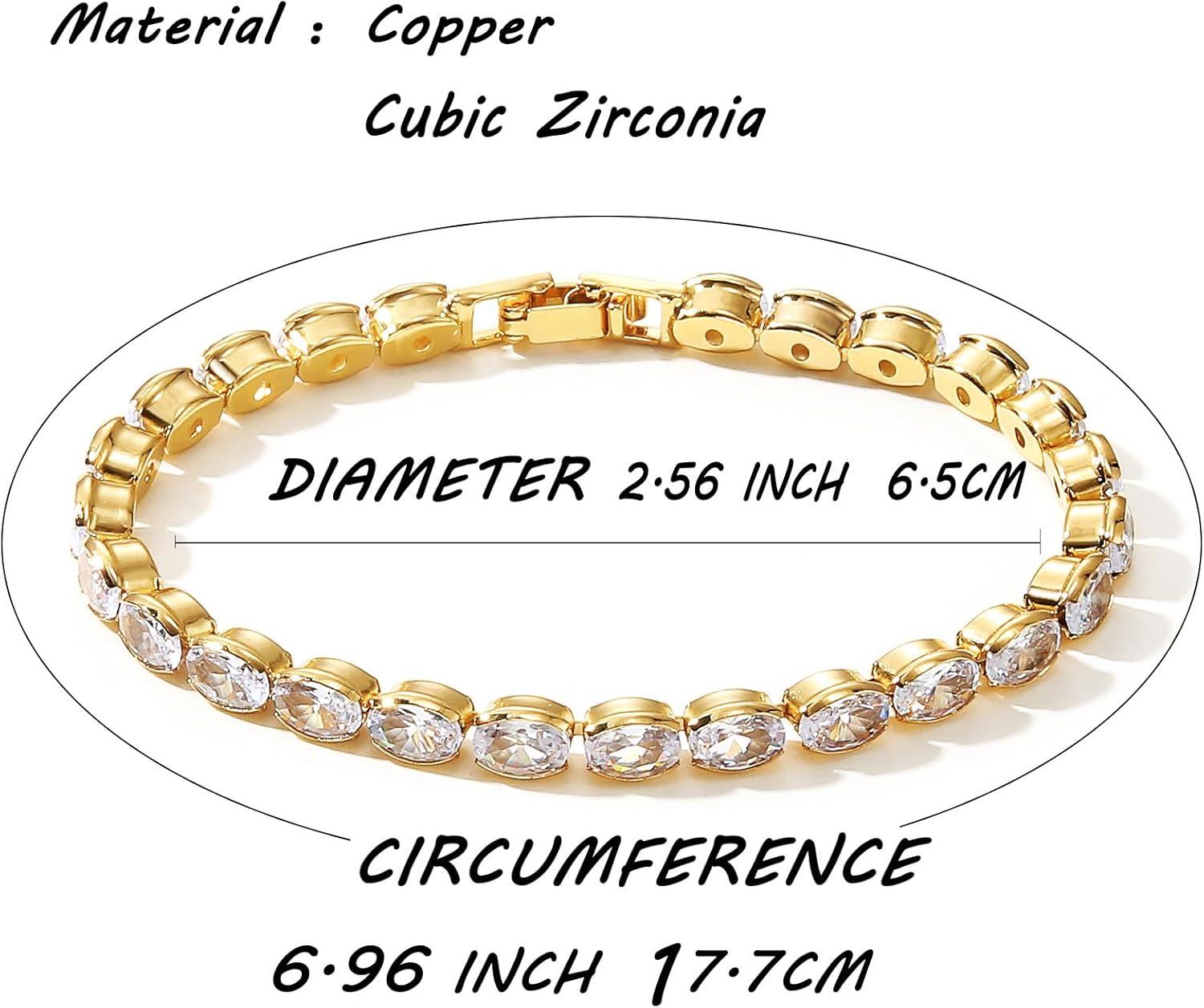 image17IF 5 Pcs Gold Chain Ankle Bracelets Long For Women 14k Gold Plated Cubic Zirconia Tennis Bracelet Trendy Half Diamond Link Stackable Adjustable Bracelet669Diamond