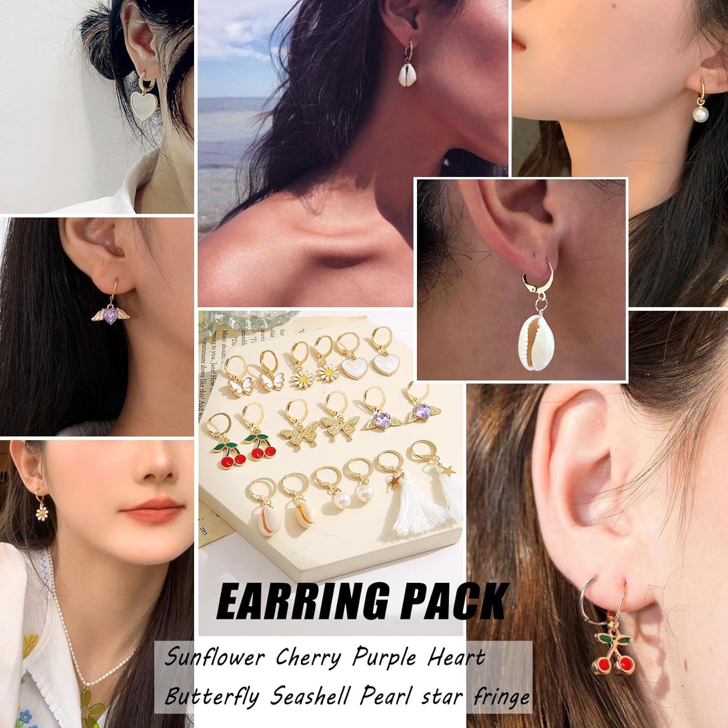image17IF 53 PCS8 PACK Silver Plated Jewelry Set with 6 Necklace 11 Ankle Bracelet 30 Kunckle Ring 6 Pair Earring hoop Vintage Boho Pearl for Women Birthday Travel HolidayClassic