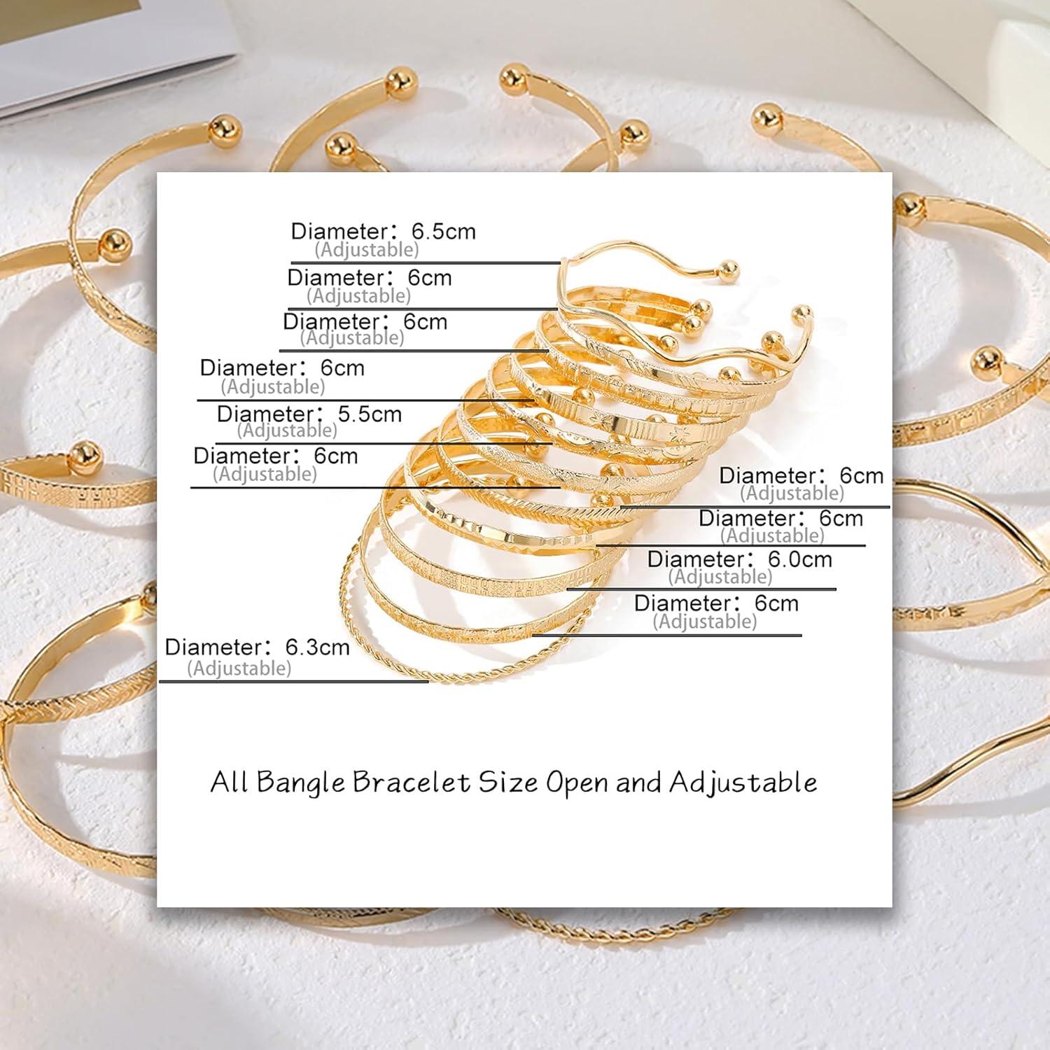 image17IF Gold Bangle Bracelet For Women 14k Multilayer Charm Textured Stackable Bracelets Boho Indian Chunky Cuff Fashion Jewelry Gift11PWave