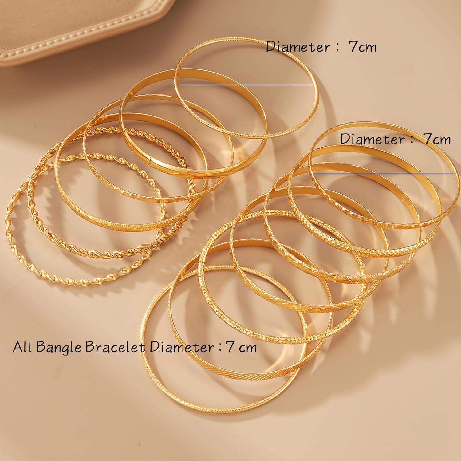 image17IF Gold Bangle Bracelet For Women 14k Multilayer Charm Textured Stackable Bracelets Boho Indian Chunky Cuff Fashion Jewelry Gift13PBoho