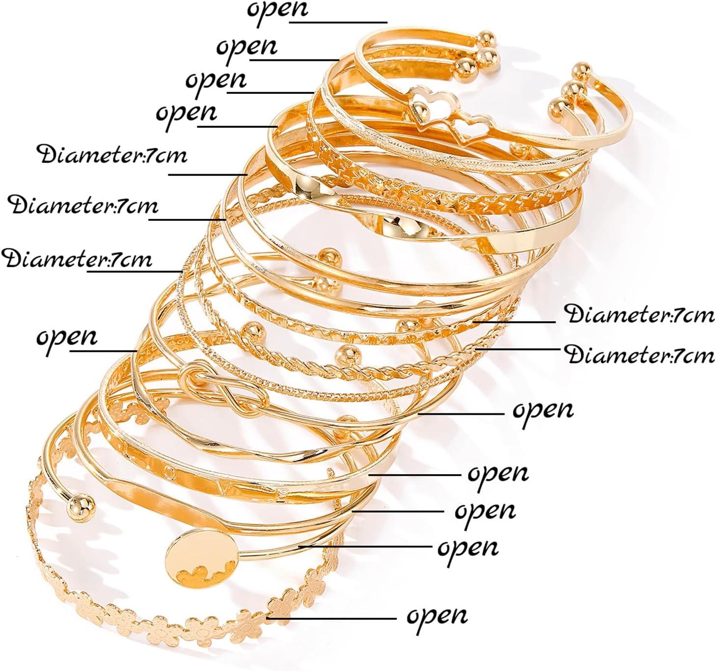 image17IF Gold Bangle Bracelet For Women 14k Multilayer Charm Textured Stackable Bracelets Boho Indian Chunky Cuff Fashion Jewelry Gift15PFlower