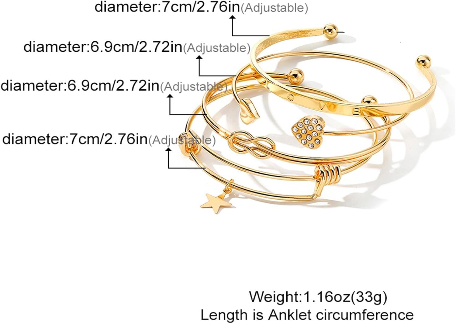 image17IF Gold Bangle Bracelet For Women 14k Plated Multi Layer Cuff Bracelets Set Trendy Boho Textured Indian Punk Chunky Cable Smooth Bangles Elegance Stack Minimalist Jewelry GiftLove