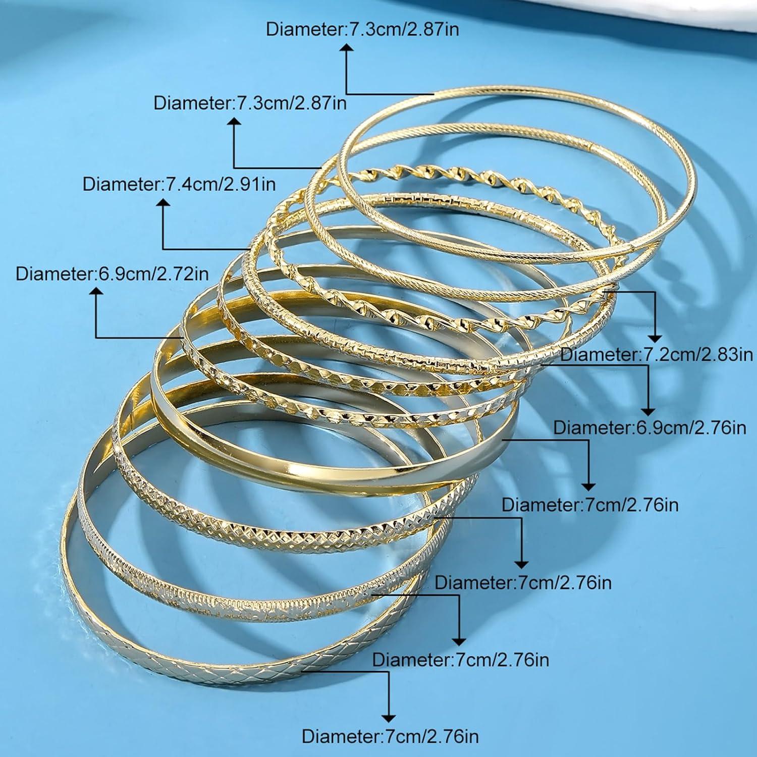 image17IF Gold Bangle Bracelet For Women 14k Plated Multi Layer Cuff Bracelets Set Trendy Boho Textured Indian Punk Chunky Cable Smooth Bangles Elegance Stack Minimalist Jewelry GiftChunky