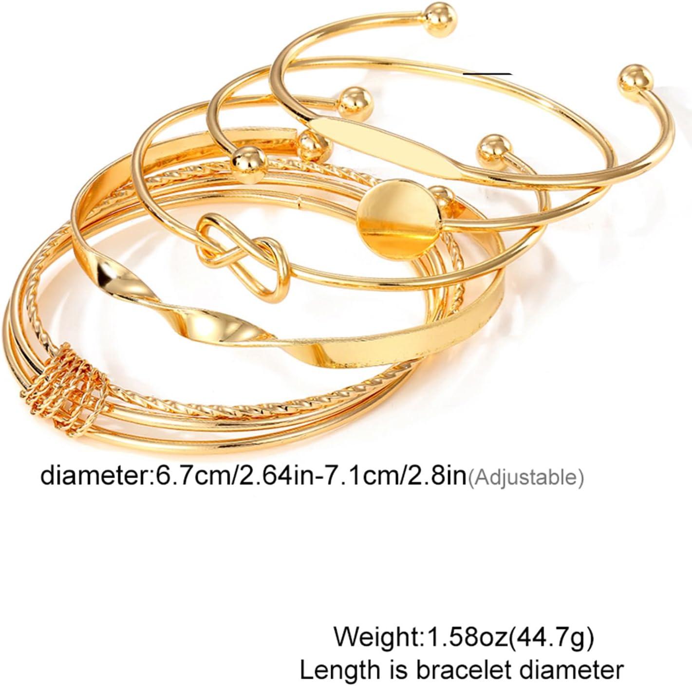 image17IF Gold Bangle Bracelet For Women 14k Plated Multi Layer Cuff Bracelets Set Trendy Boho Textured Indian Punk Chunky Cable Smooth Bangles Elegance Stack Minimalist Jewelry GiftTogether