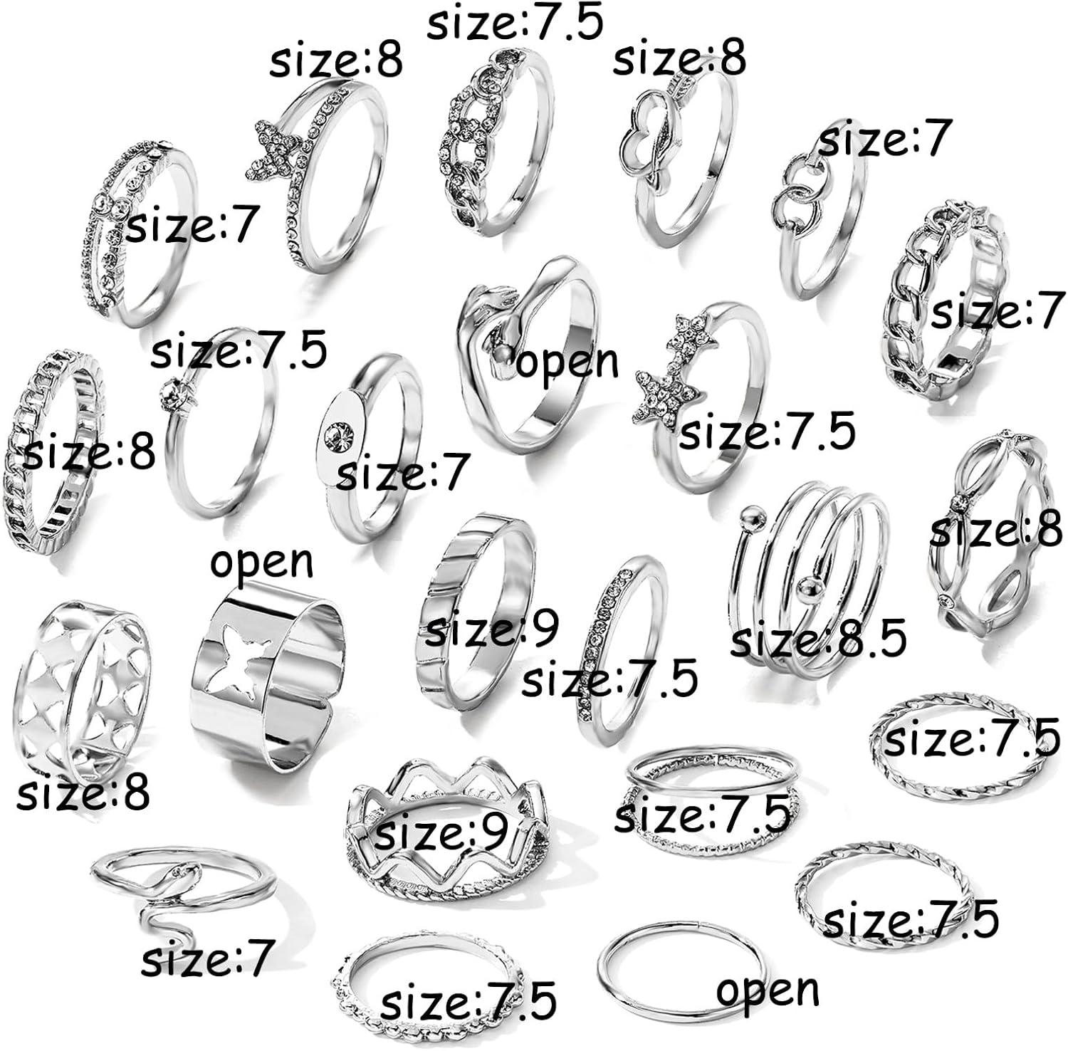image17IF Gold Vintage Knuckle Ring Set for Women Boho Crystal Finger Aesthetic Pearl Sparkle Butterfly Chunky Stackable Midi Ring Pack24P SilverHug