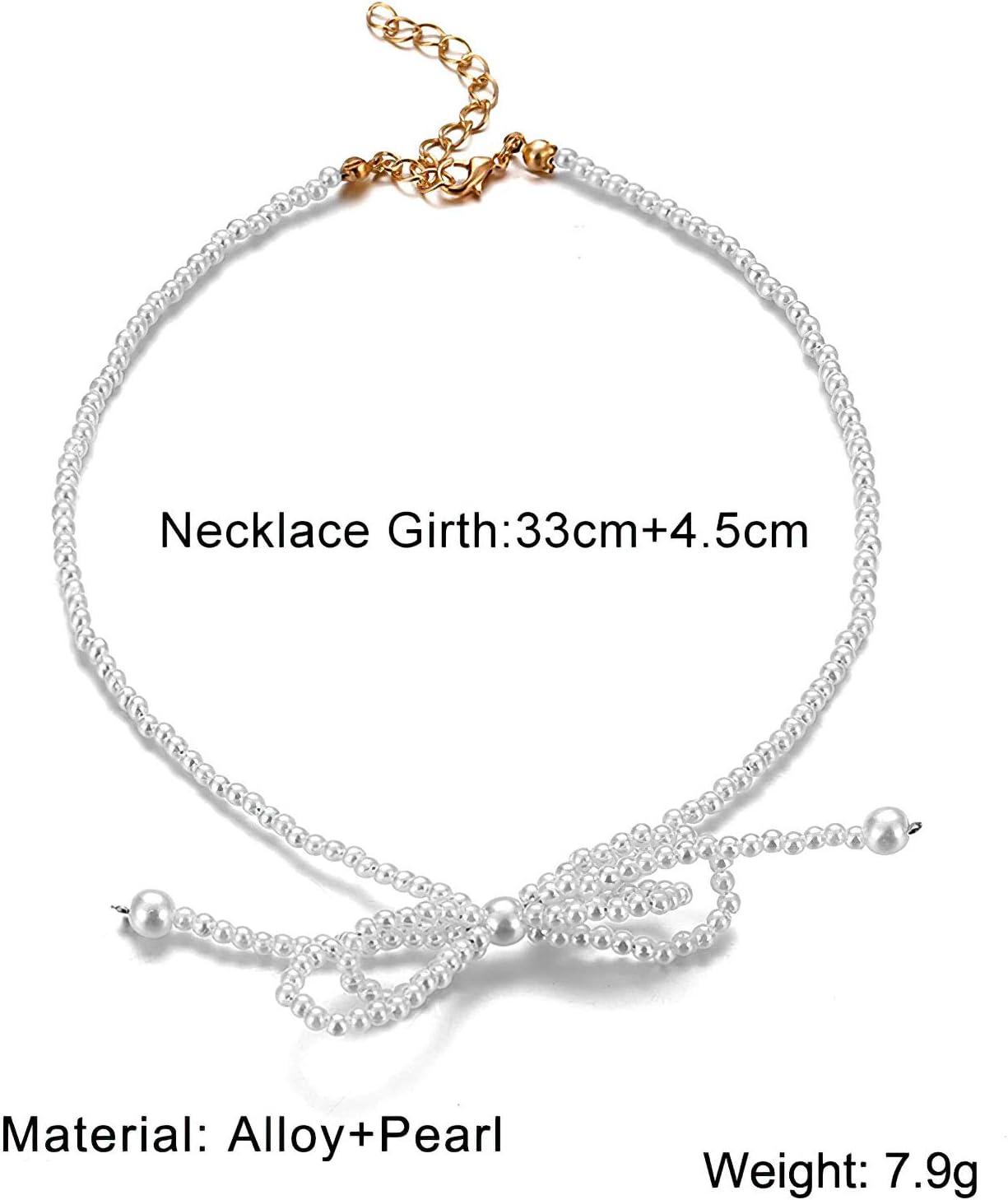 image17IF Pearl Necklace for Women Pretty Choker Chain for Girl 132inch and 2inch Adjustable Chain PBow