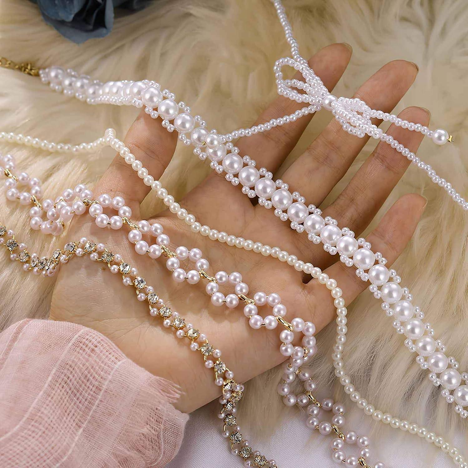 image17IF Pearl Necklace for Women Pretty Choker Chain for Girl 132inch and 2inch Adjustable Chain PBow