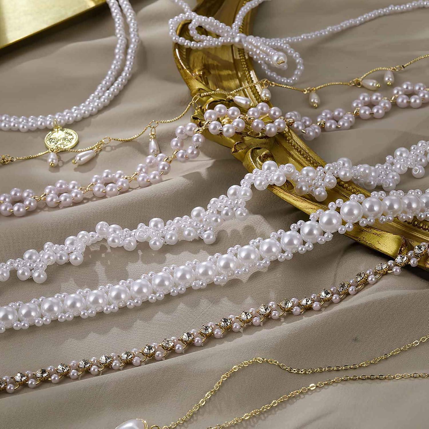 image17IF Pearl Necklace for Women Pretty Choker Chain for Girl 132inch and 2inch Adjustable Chain PBow