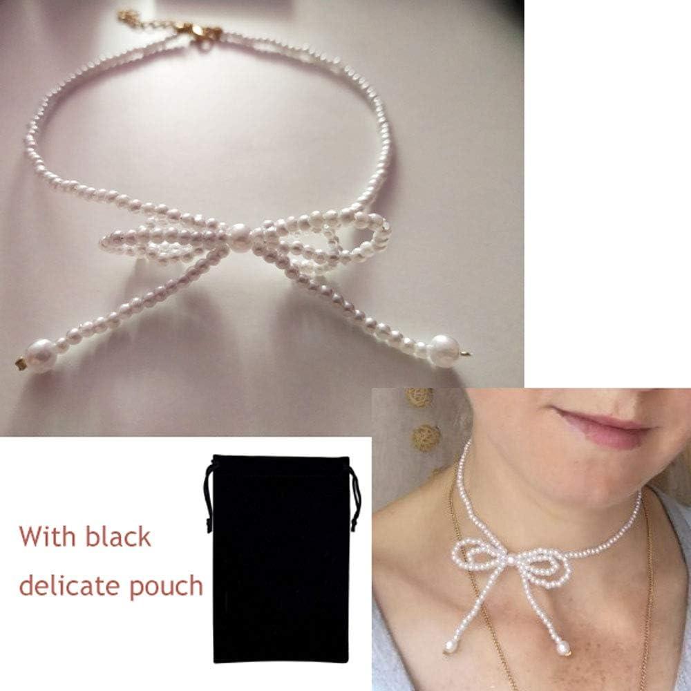 image17IF Pearl Necklace for Women Pretty Choker Chain for Girl 132inch and 2inch Adjustable Chain PBow