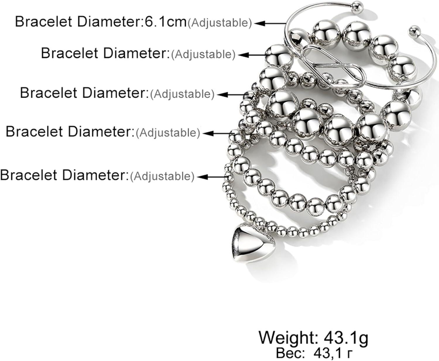 image17IF Silver Bangle Bracelet For Women 14k Plated Multi Layer Cuff Bracelets Set Trendy Boho Textured Indian Punk Chunky Cable Smooth Bangles Elegance Stack Minimalist Jewelry GiftBall