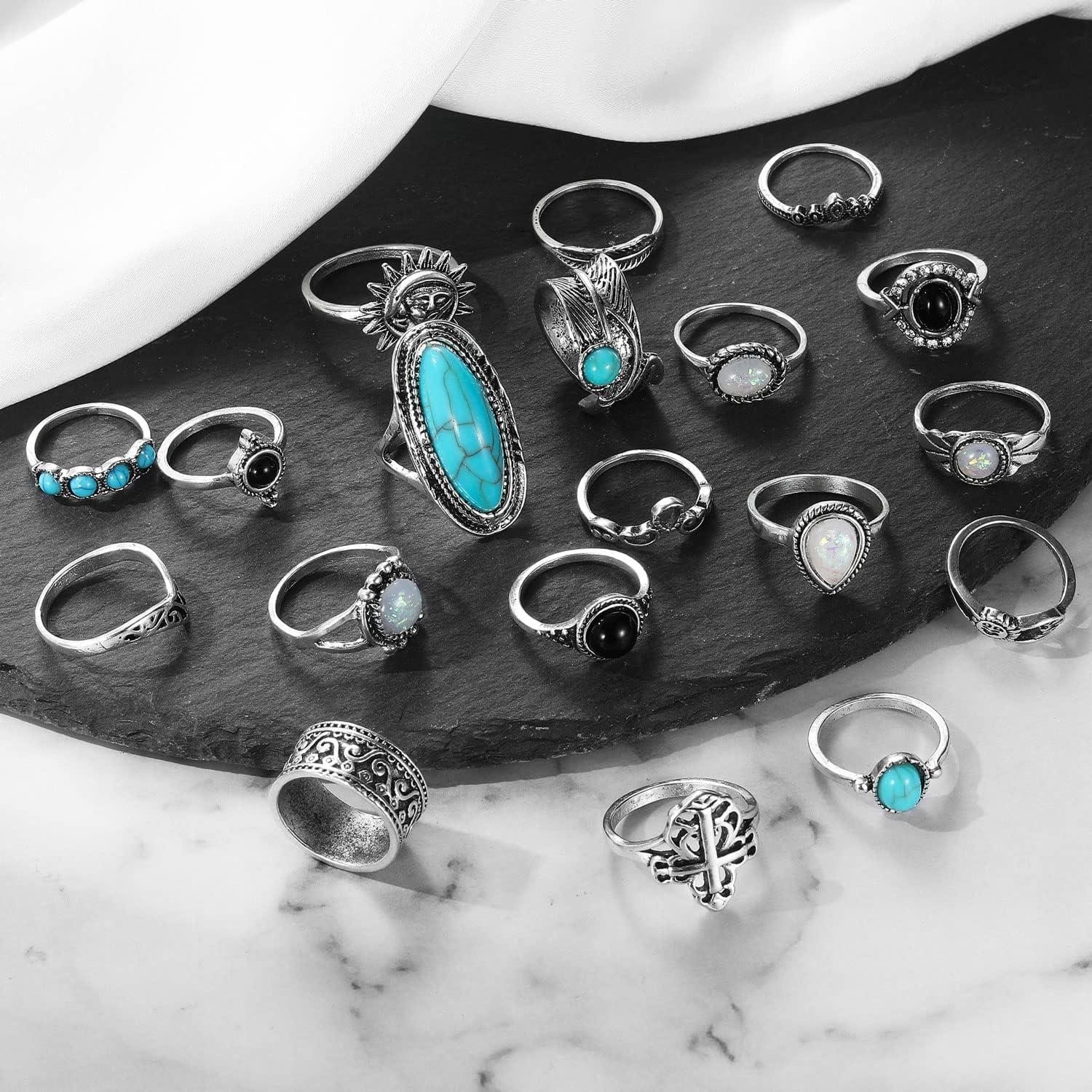 image17IF Vintage Silver Knuckle Rings Set for Women Men Chunky Rings Aesthetic Snake Grunge Stackable Gothic Ring Adjustable Y2K Punk Bulky Boho Finger Alt of Rings Stacking Fairy Skull Frog Heart Star Flower Midi Ring Pack19