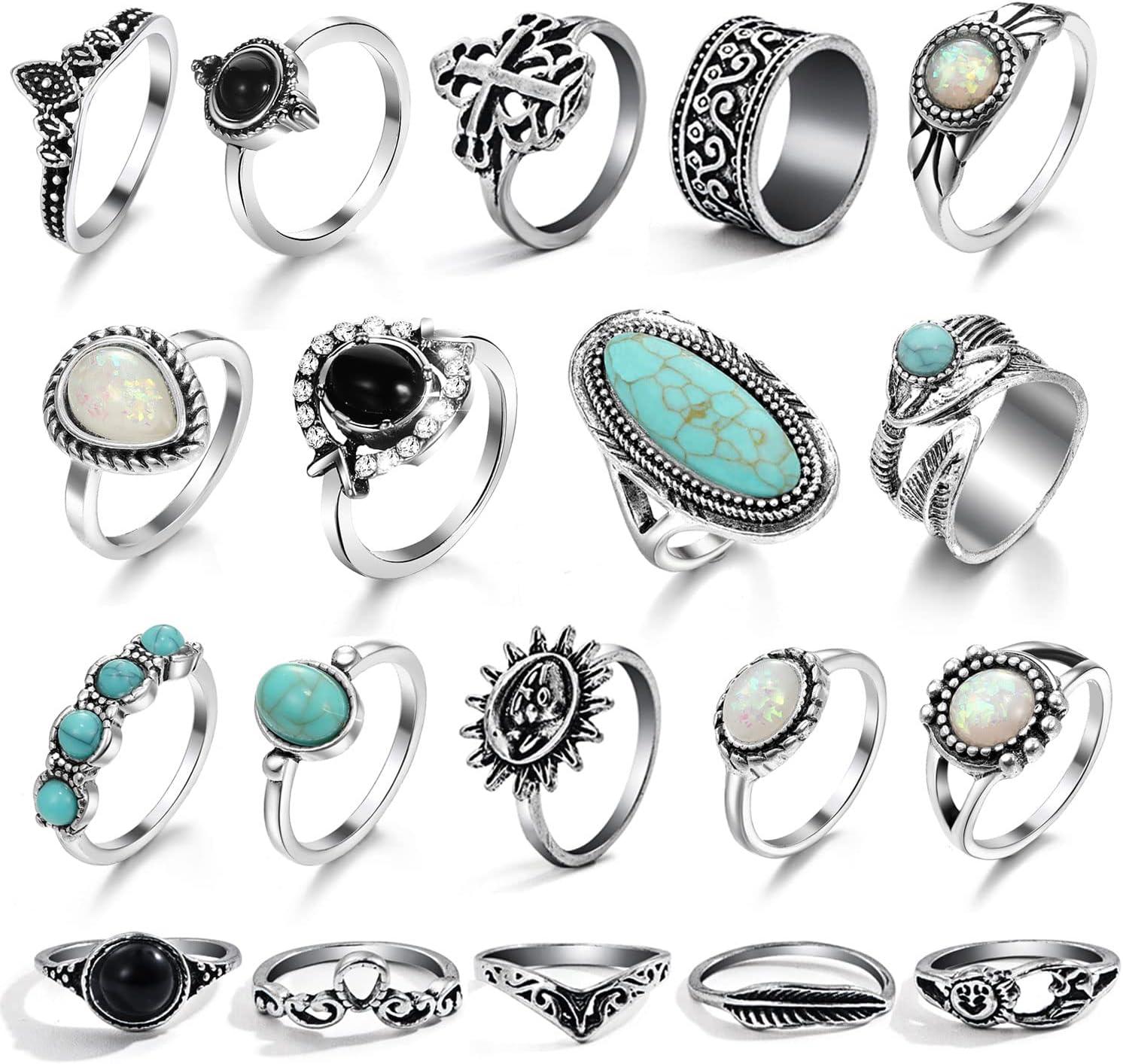 image17IF Vintage Silver Knuckle Rings Set for Women Men Chunky Rings Aesthetic Snake Grunge Stackable Gothic Ring Adjustable Y2K Punk Bulky Boho Finger Alt of Rings Stacking Fairy Skull Frog Heart Star Flower Midi Ring Pack19