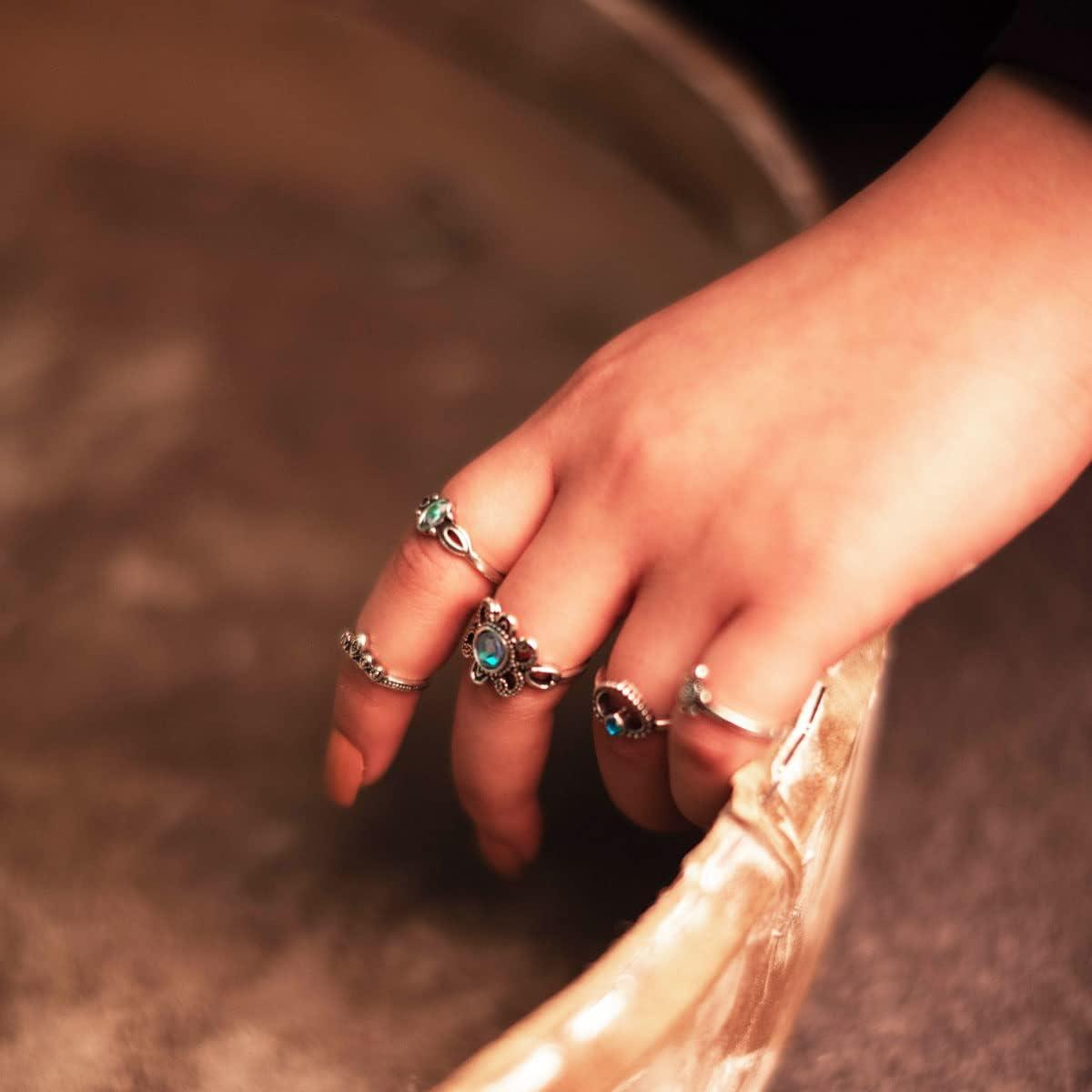 image17IF Vintage Silver Knuckle Rings Set for Women Men Chunky Rings Aesthetic Snake Grunge Stackable Gothic Ring Adjustable Y2K Punk Bulky Boho Finger Alt of Rings Stacking Fairy Skull Frog Heart Star Flower Midi Ring Pack85