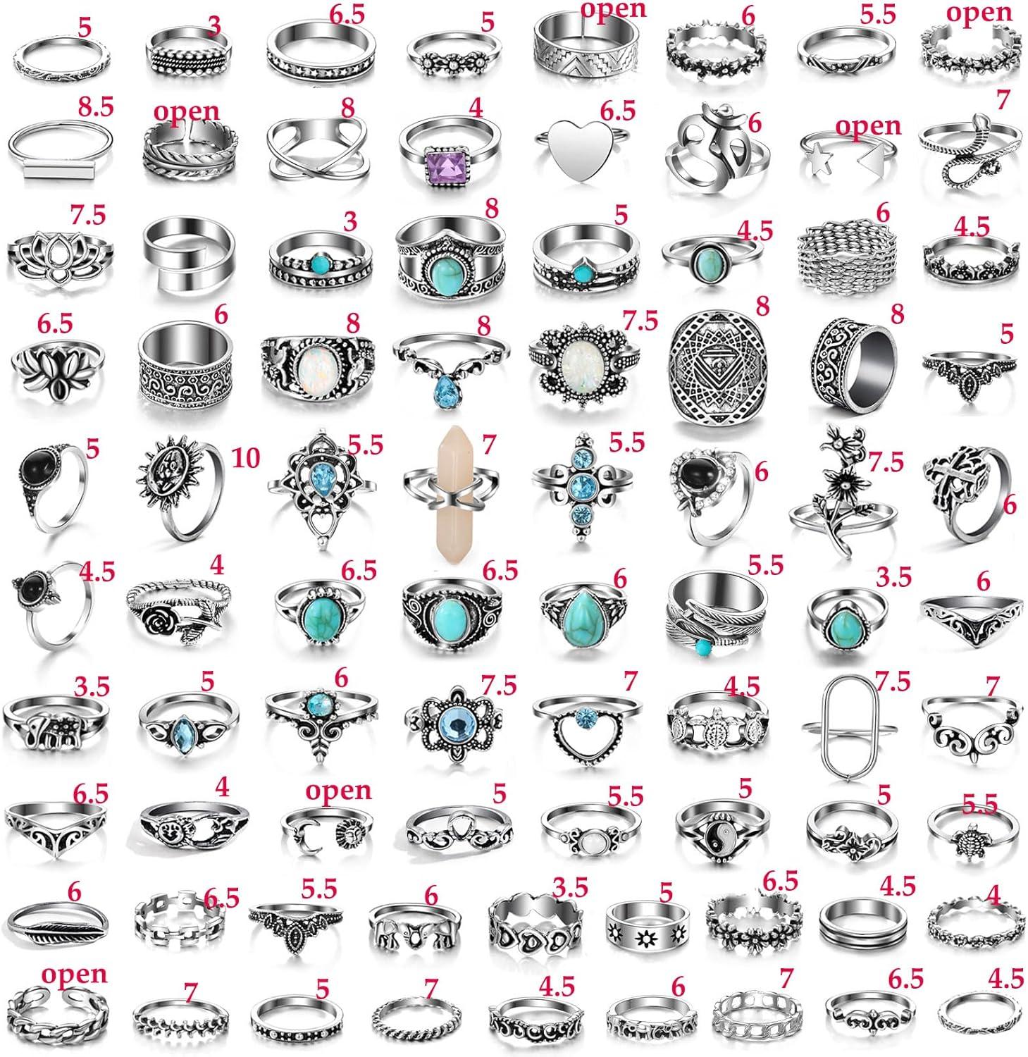 image17IF Vintage Silver Knuckle Rings Set for Women Men Chunky Rings Aesthetic Snake Grunge Stackable Gothic Ring Adjustable Y2K Punk Bulky Boho Finger Alt of Rings Stacking Fairy Skull Frog Heart Star Flower Midi Ring Pack85