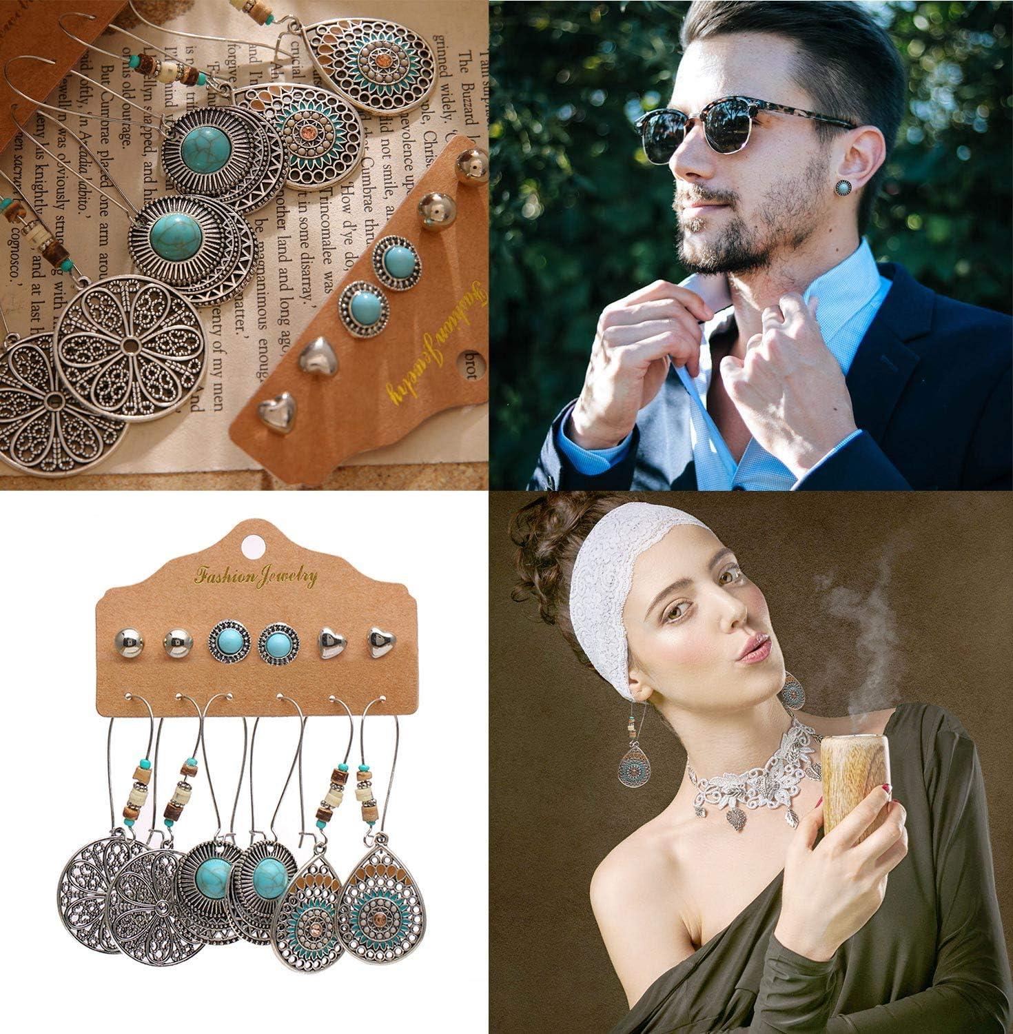 image36 pairs Boho Classic Vintage Drop Dangle Earrings Set for Women National Style Hollow Heart Shaped Alloy Studs Wood Leaf Handmade beading Eardrop