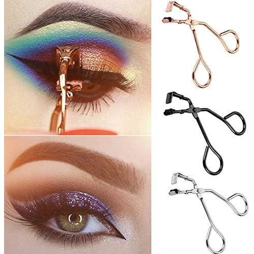 image3 Pcs Eyelash Curler With Refill Pads 17IF No Pinching Mini Lash Curler Fits All Eyelash ShapesBlack Gold and Silver