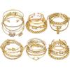 image17IF 2425 Pcs 6 Pack 14K Gold Ankle Bracelets Set for Women Boho Stackable Bangles Cuff Charm Chunky Wrist JewelryGoldA