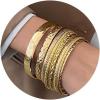 image17IF Gold Bangle Bracelet For Women 14k Plated Multi Layer Cuff Bracelets Set Trendy Boho Textured Indian Punk Chunky Cable Smooth Bangles Elegance Stack Minimalist Jewelry GiftChunky