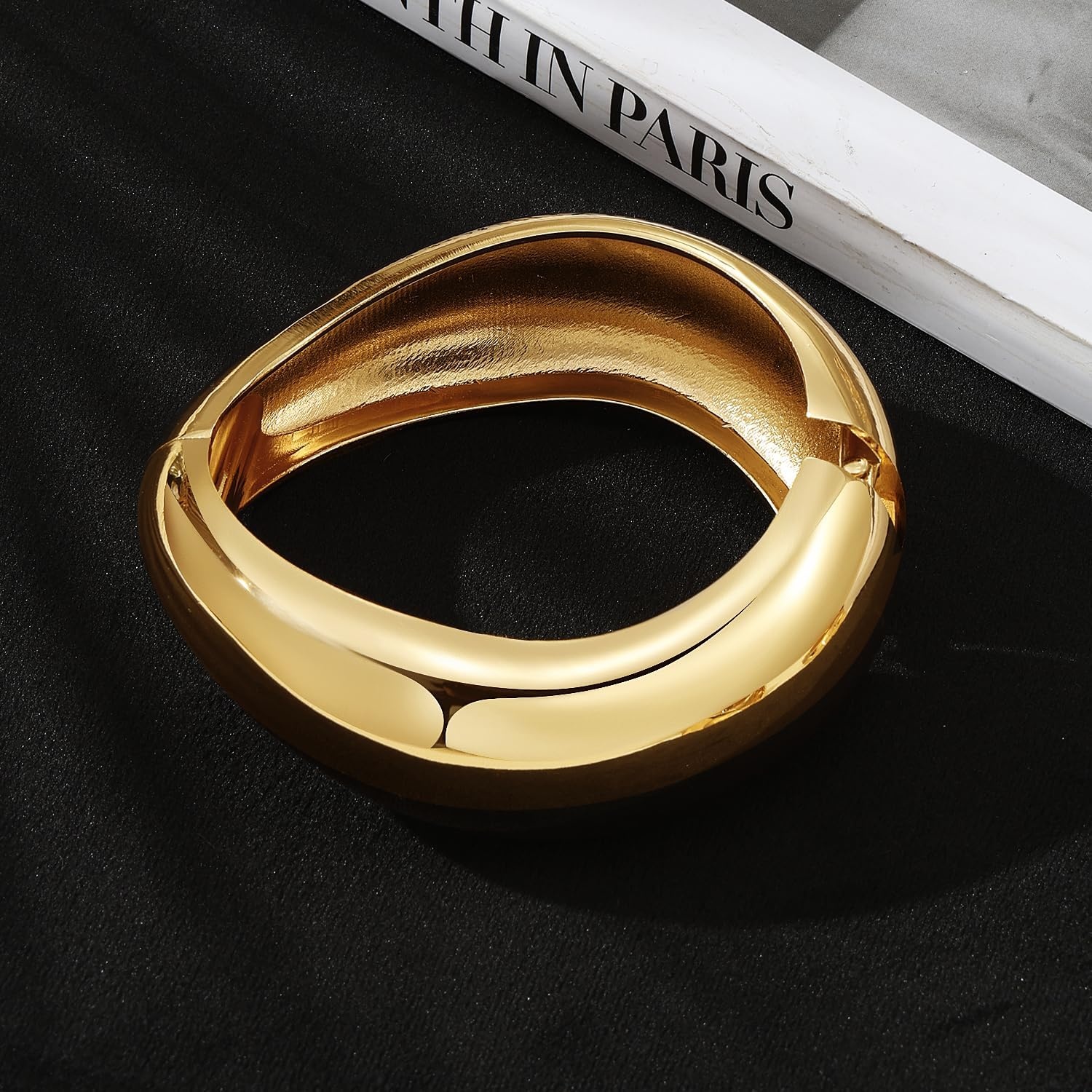 image:image17IF Chunky Gold Bangle Bracelets for Women Trendy 14K Gold Plated Cuff Bracelets Stack Dainty Fashion Jewelry GiftGolden1