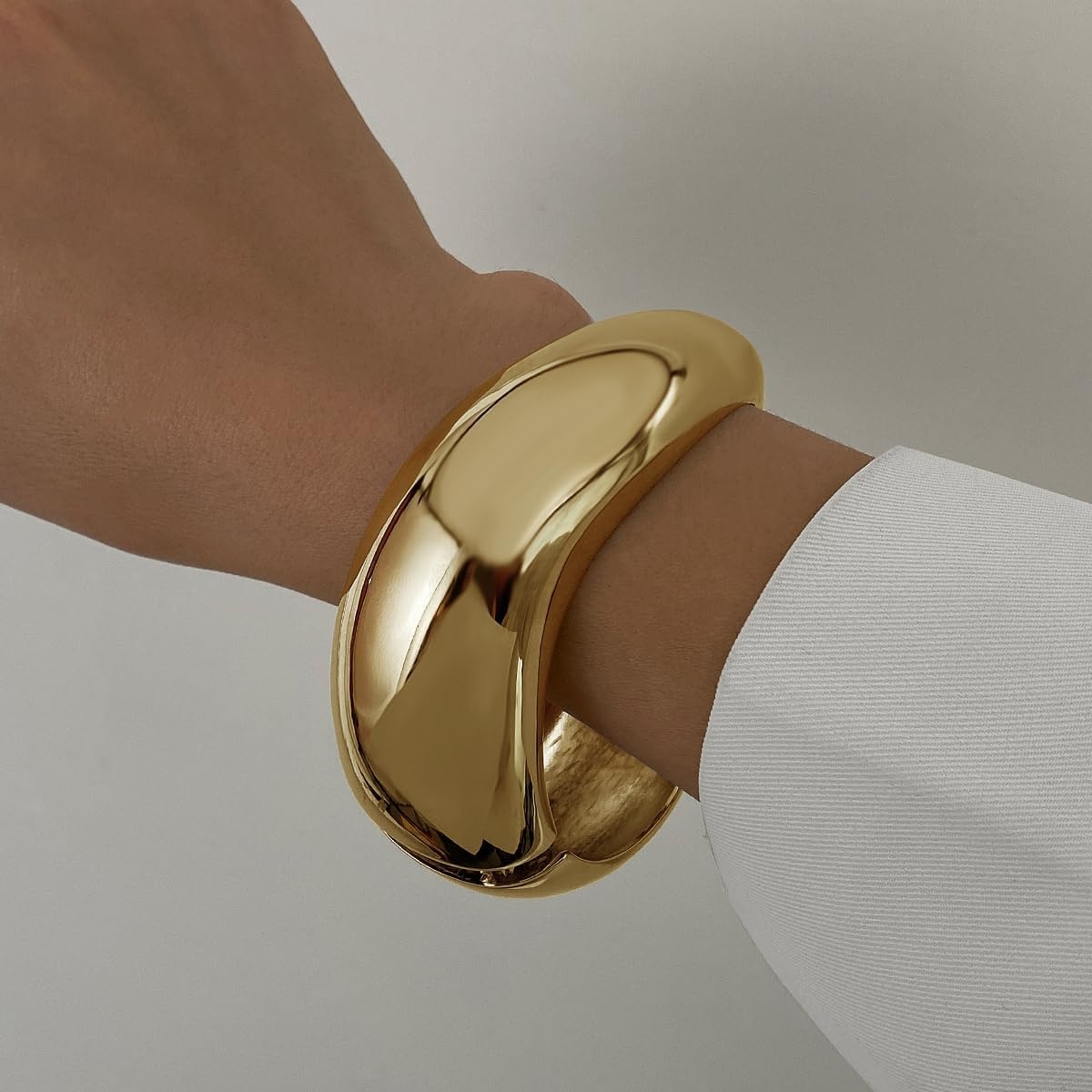 image:image17IF Chunky Gold Bangle Bracelets for Women Trendy 14K Gold Plated Cuff Bracelets Stack Dainty Fashion Jewelry GiftGolden1