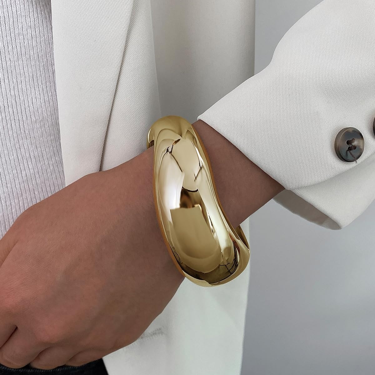 image:image17IF Chunky Gold Bangle Bracelets for Women Trendy 14K Gold Plated Cuff Bracelets Stack Dainty Fashion Jewelry GiftGolden1