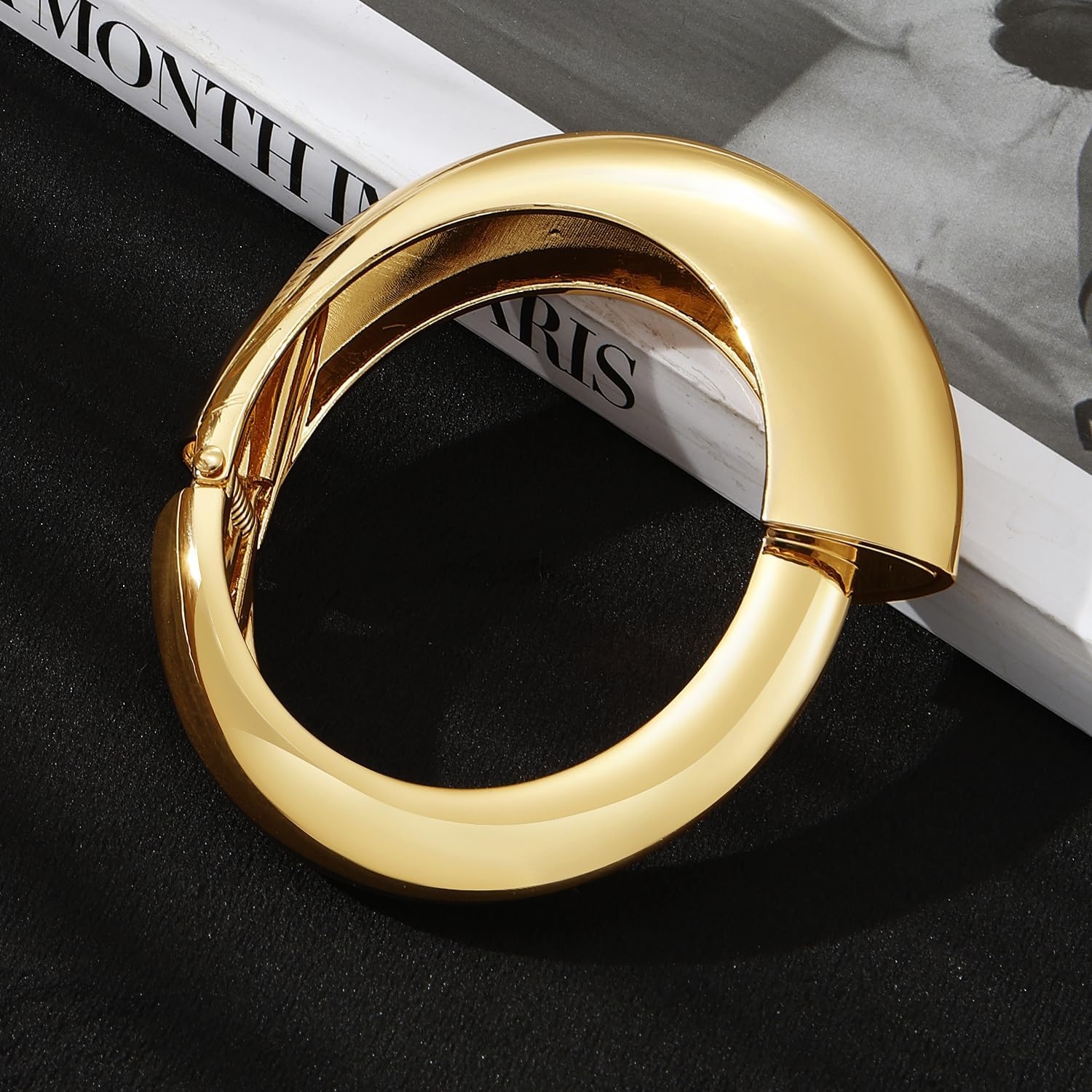 image:image17IF Chunky Gold Bangle Bracelets for Women Trendy 14K Gold Plated Cuff Bracelets Stack Dainty Fashion Jewelry GiftGolden2