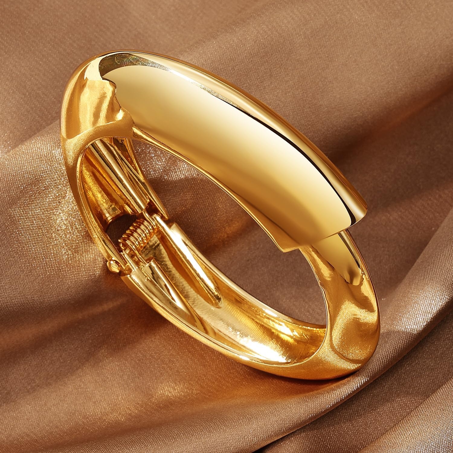image:image17IF Chunky Gold Bangle Bracelets for Women Trendy 14K Gold Plated Cuff Bracelets Stack Dainty Fashion Jewelry GiftGolden2
