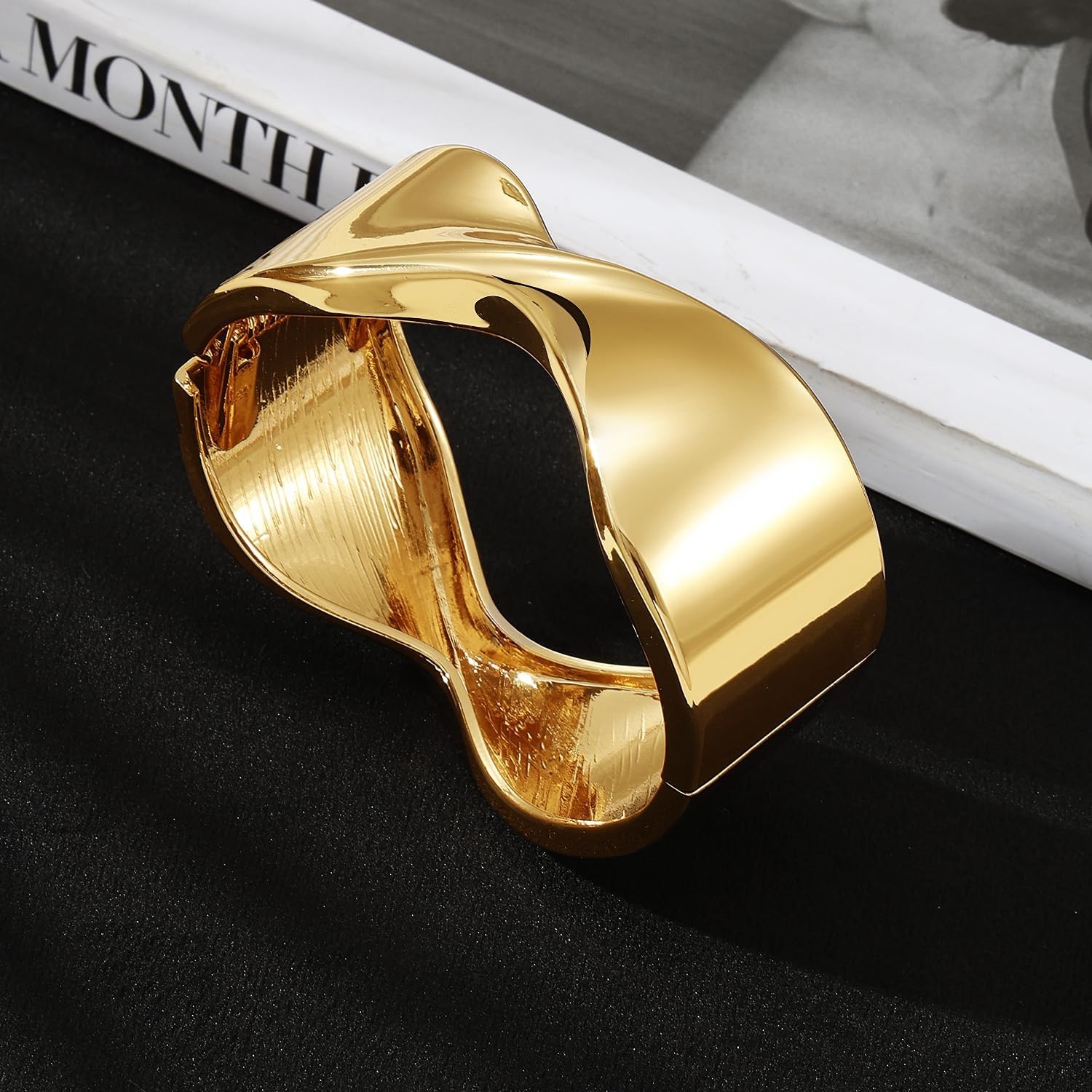 image:image17IF Chunky Gold Bangle Bracelets for Women Trendy 14K Gold Plated Cuff Bracelets Stack Dainty Fashion Jewelry GiftGolden3