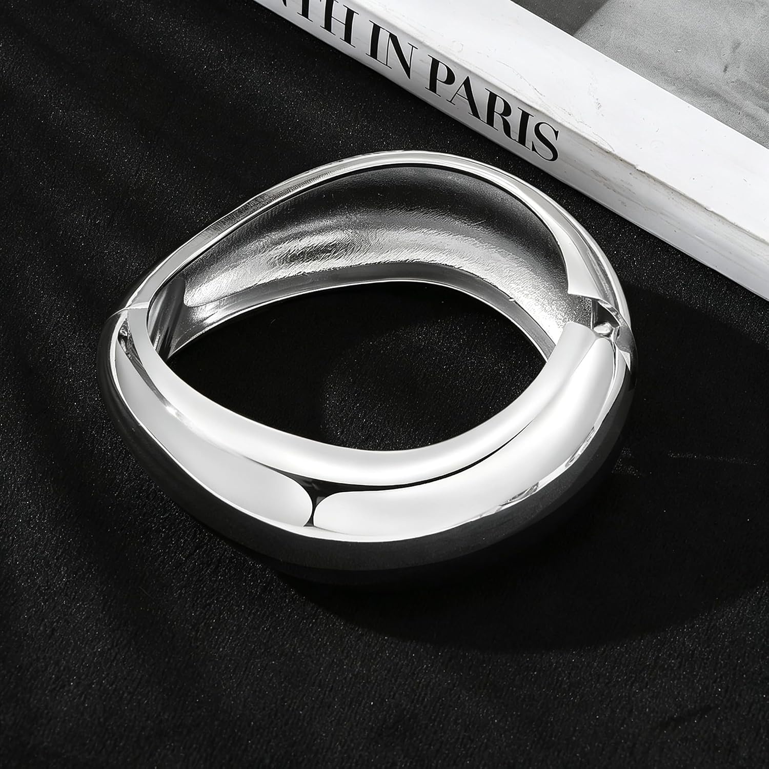 image:image17IF Chunky Gold Bangle Bracelets for Women Trendy 14K Gold Plated Cuff Bracelets Stack Dainty Fashion Jewelry GiftSilver1