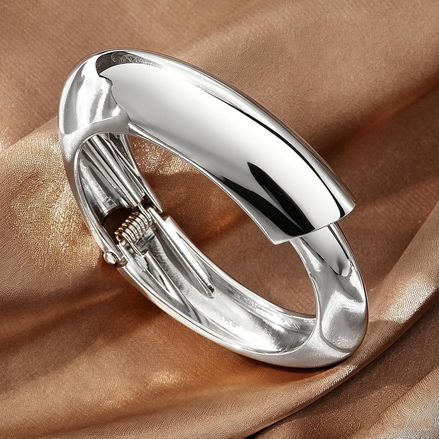 image:image17IF Chunky Gold Bangle Bracelets for Women Trendy 14K Gold Plated Cuff Bracelets Stack Dainty Fashion Jewelry GiftSilver2
