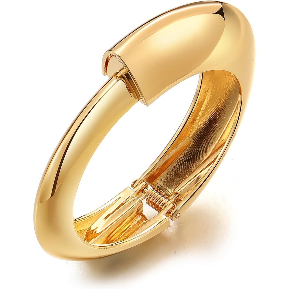 image:image17IF Chunky Gold Bangle Bracelets for Women Trendy 14K Gold Plated Cuff Bracelets Stack Dainty Fashion Jewelry GiftGolden2