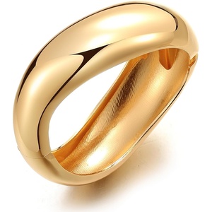 17IF Chunky Gold Bangle Bracelets for Women Trendy 14K Gold Plated Cuff Bracelets Stack, Dainty Fashion Jewelry Gift(Golden-1)