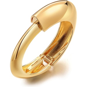 17IF Chunky Gold Bangle Bracelets for Women Trendy 14K Gold Plated Cuff Bracelets Stack, Dainty Fashion Jewelry Gift(Golden-2)