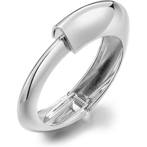 17IF Chunky Gold Bangle Bracelets for Women Trendy 14K Gold Plated Cuff Bracelets Stack, Dainty Fashion Jewelry Gift(Silver-2)