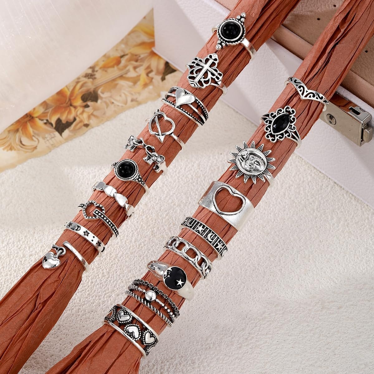 image:image17IF Stackable Rings for Women 1019 Pcs Vintage Silver Rings Set Goth Boho Punk Stacking Rings Retro Alloy Knuckle Finger Rings for Daily Wear Party GiftSilver19pcs