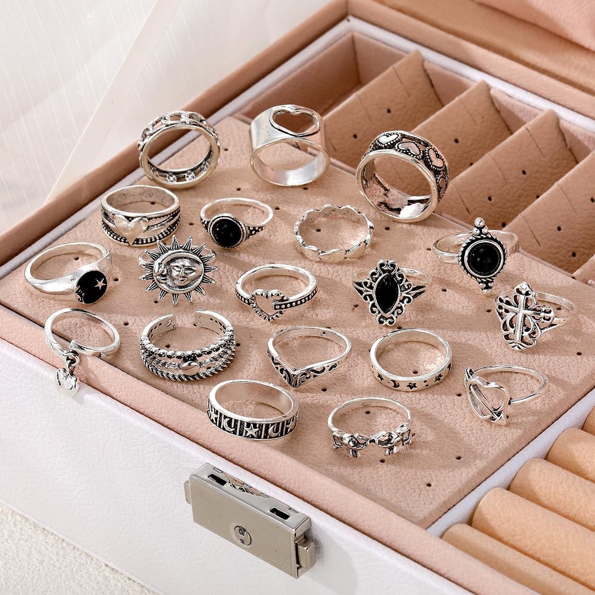 image:image17IF Stackable Rings for Women 1019 Pcs Vintage Silver Rings Set Goth Boho Punk Stacking Rings Retro Alloy Knuckle Finger Rings for Daily Wear Party GiftSilver19pcs