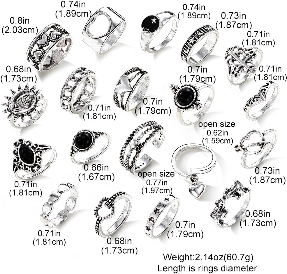 image:image17IF Stackable Rings for Women 1019 Pcs Vintage Silver Rings Set Goth Boho Punk Stacking Rings Retro Alloy Knuckle Finger Rings for Daily Wear Party GiftSilver19pcs