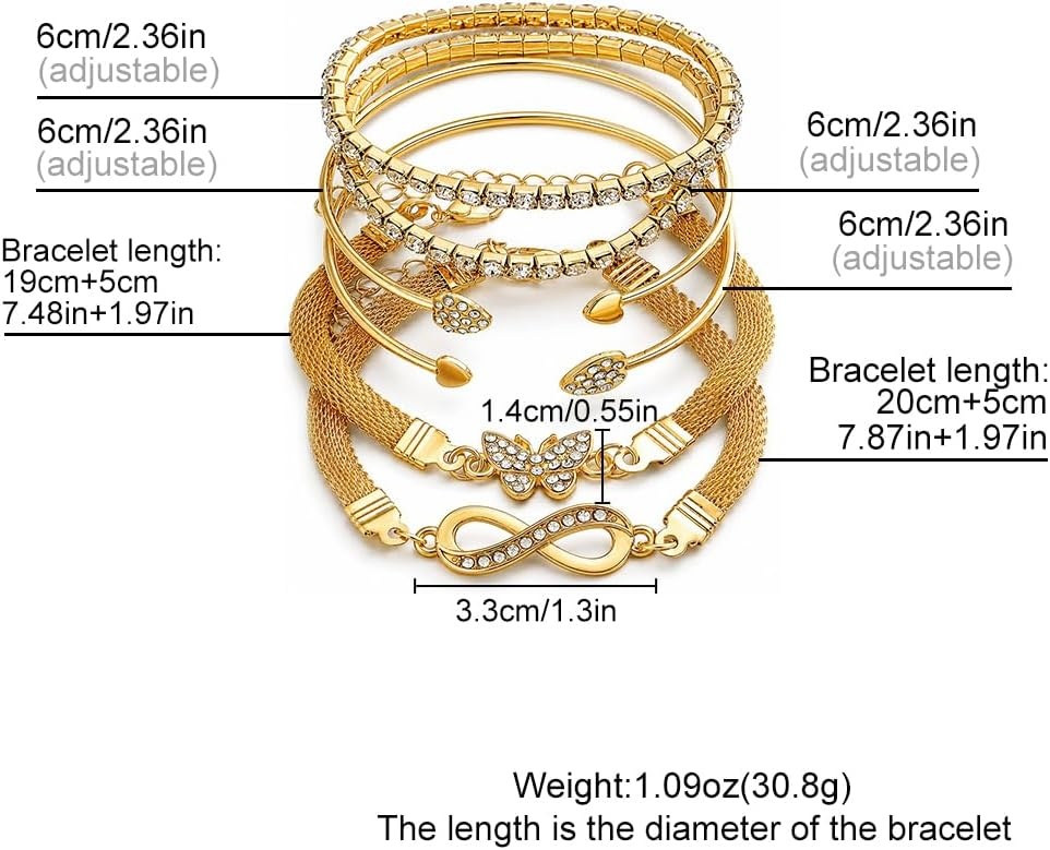 image:image17IF Gold Silver Bracelets for Women 14K Gold Plated Stackable Bracelet SetGolden6pcs
