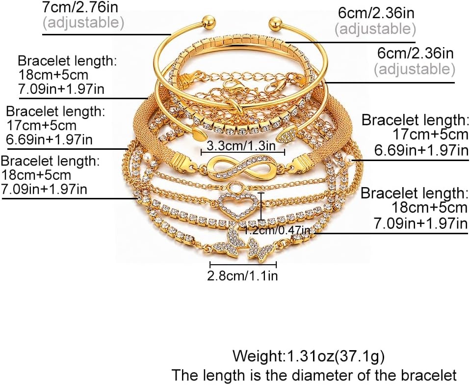 image:image17IF Gold Silver Bracelets for Women 14K Gold Plated Stackable Bracelet SetGolden8pcs